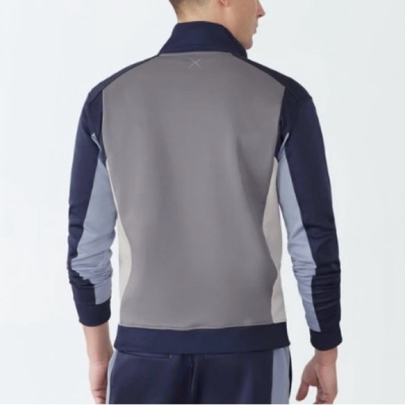 GSTQ Knit Track Jacket Midnight Colorblock Full Zip Blue gray Men’s M NEW - Picture 3 of 14